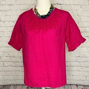 {LOFT} Fuchsia eyelet blouse NWT